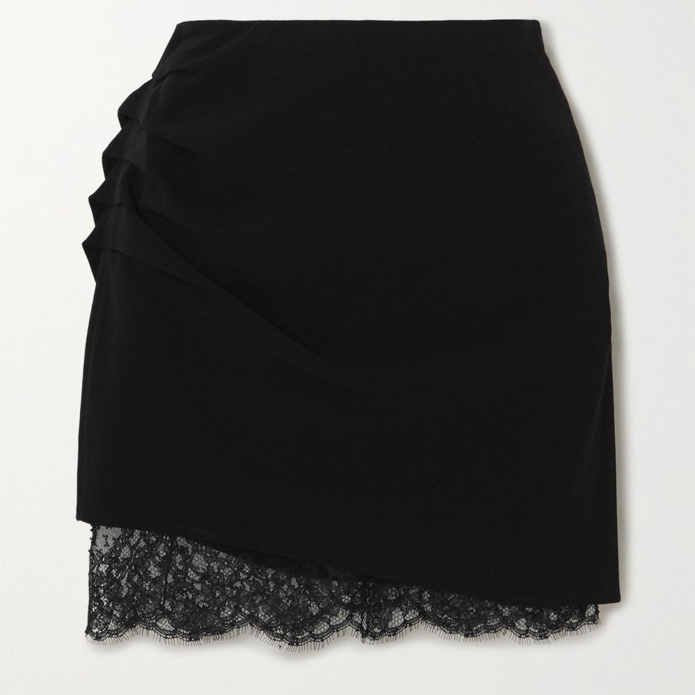 FLEUR DU MAL Lace Trimmed Side draped Mini Skirt
